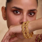 Gold Plated Temple Motif Bangle Set for Women