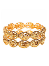 Gold Plated Temple Motif Bangle Set for Women