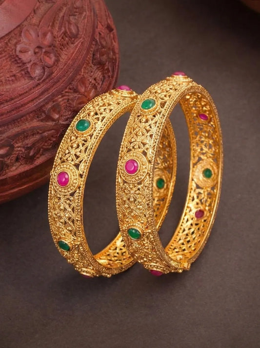 Gold Plated Traditional Kada Set for Women