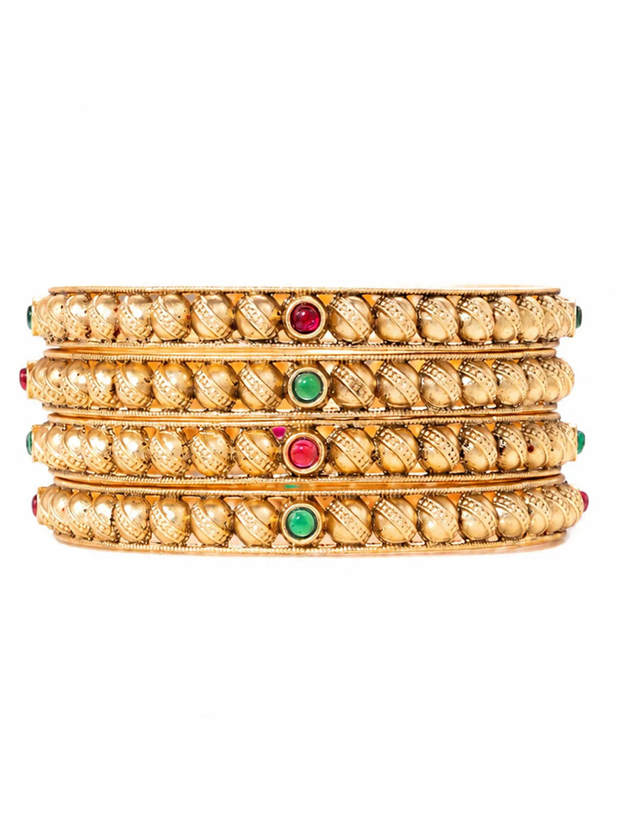 Gold Plated Ethnic Bangles Set for Women