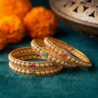Gold Plated Ethnic Bangles Set for Women