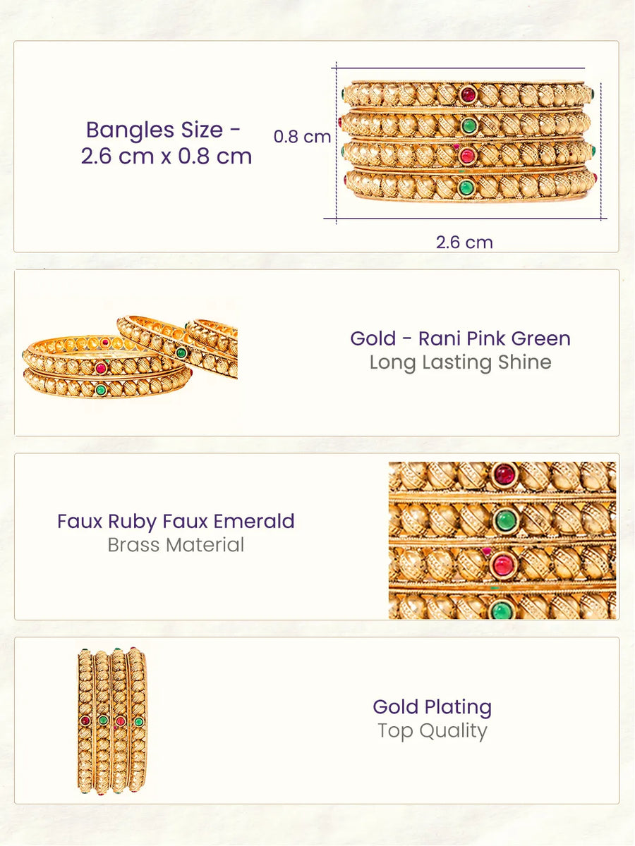 Gold Plated Ethnic Bangles Set for Women