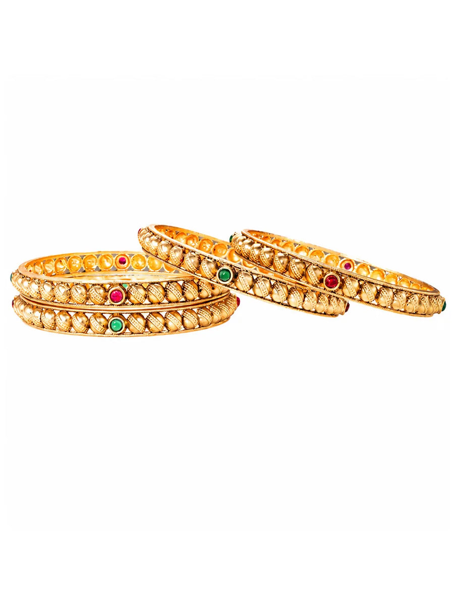 Gold Plated Ethnic Bangles Set for Women