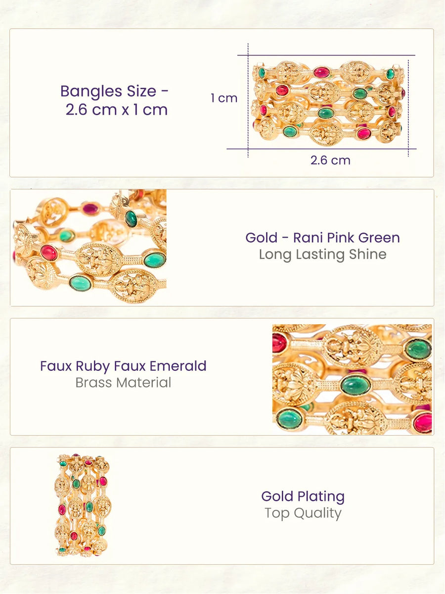 Gold Plated Antique Temple Bangles for Women