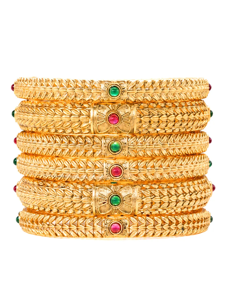 Gold Plated Festive Bangle Set for Women