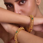 Gold Plated Classic Red Green Bangles