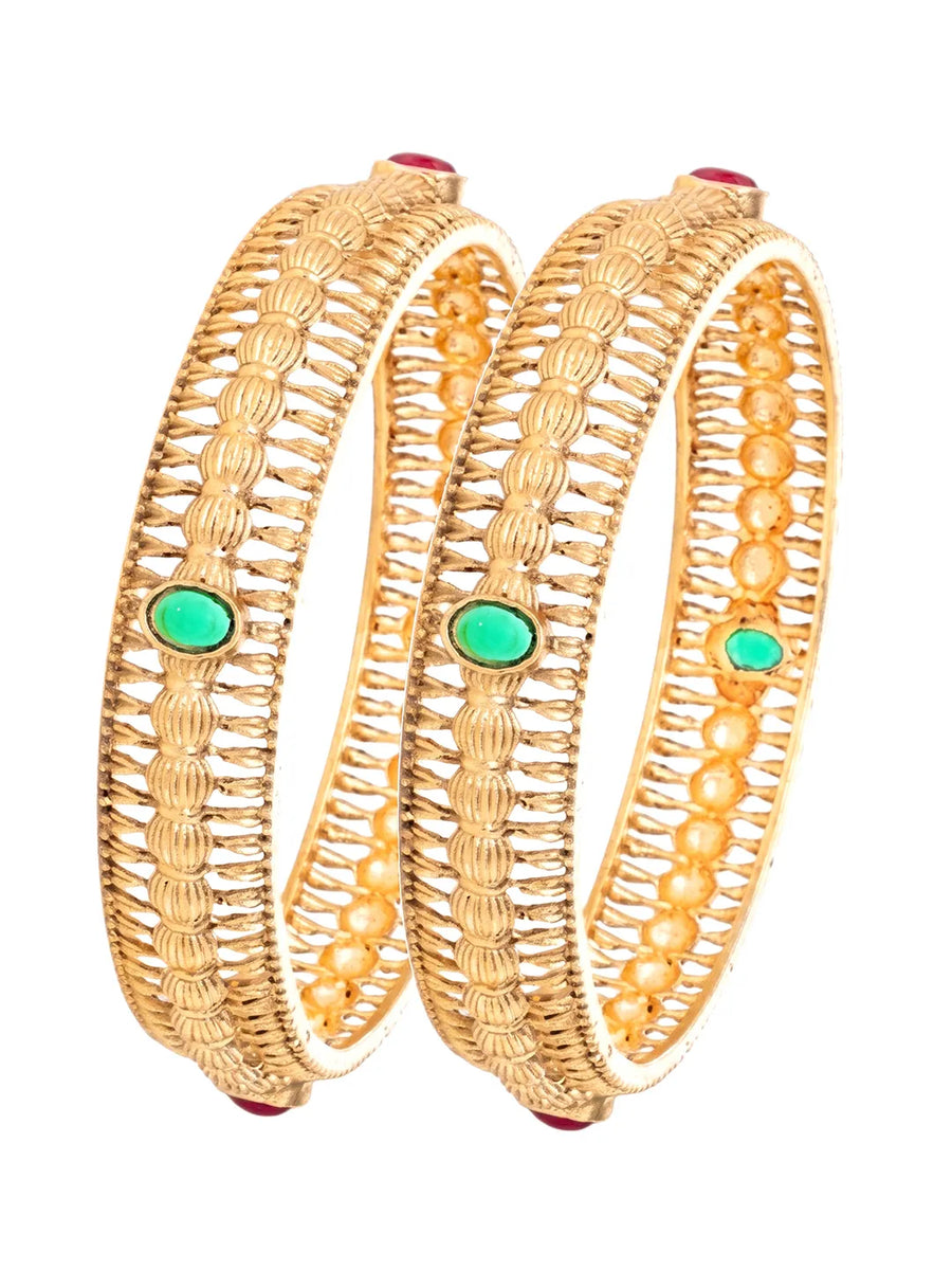 Gold Plated Classic Red Green Bangles