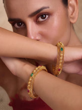 Gold Plated Classic Red Green Bangles