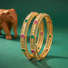 Gold Plated Classic Red Green Bangles