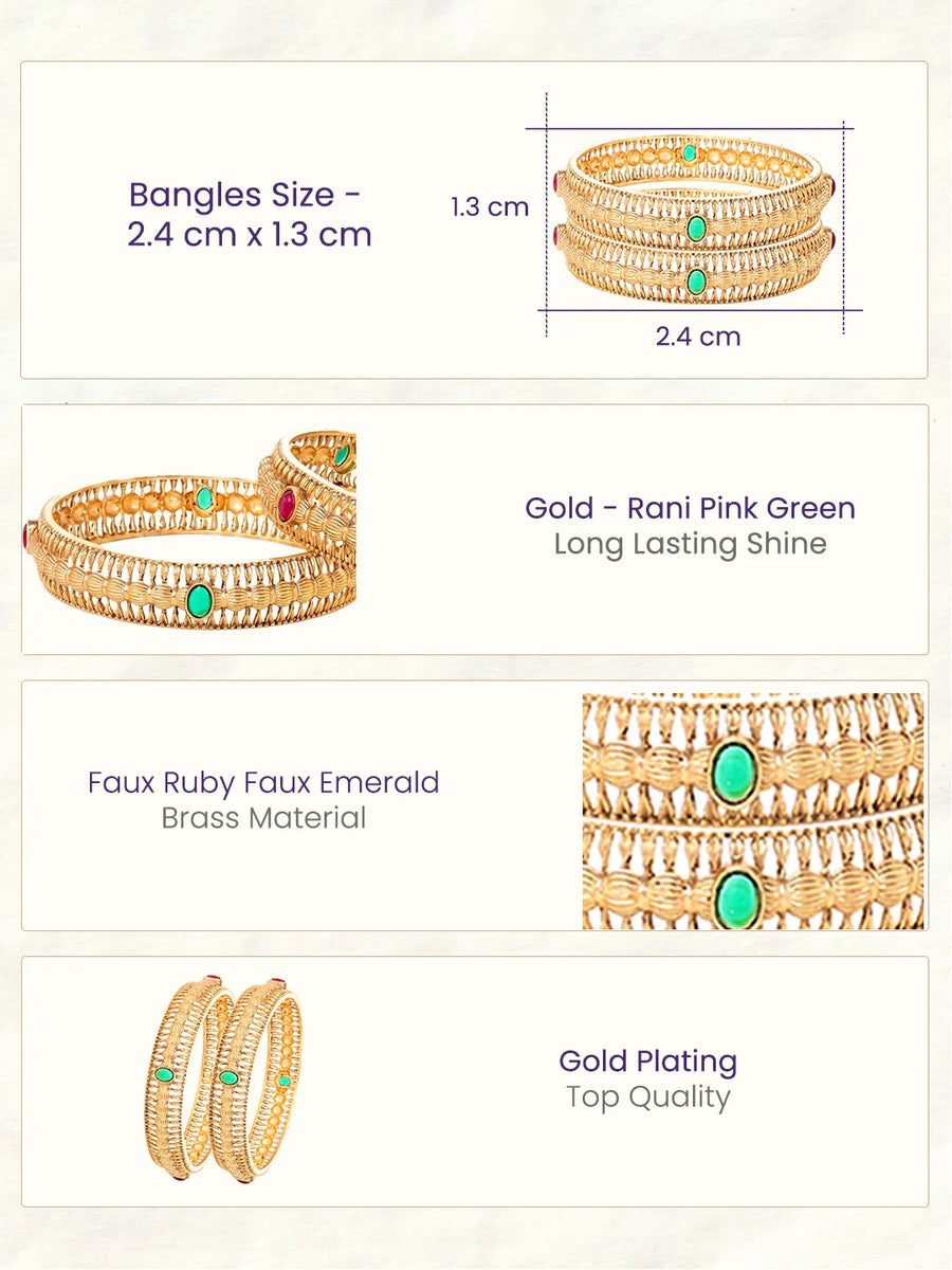 Gold Plated Classic Red Green Bangles