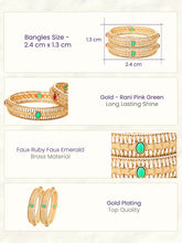 Gold Plated Classic Red Green Bangles
