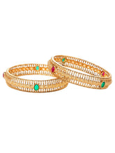 Gold Plated Classic Red Green Bangles