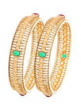 Gold Plated Classic Red Green Bangles