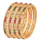 Gold Plated Red Green Stone Bangles