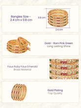 Gold Plated Red Green Stone Bangles