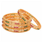 Gold Plated Red Green Stone Bangles