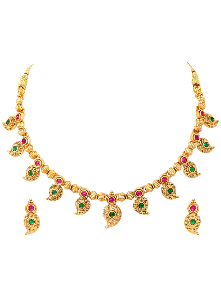 Gold Plated Paisley Charm Necklace Set