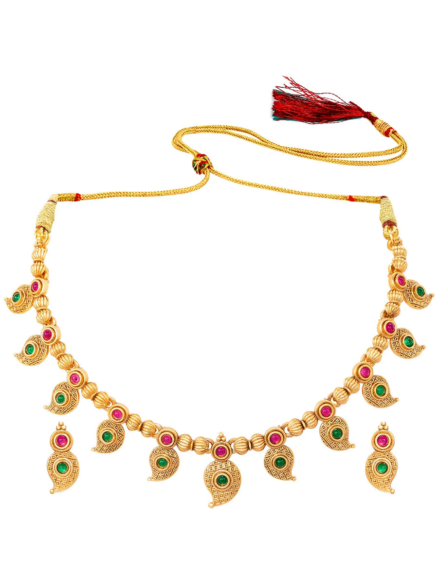 Gold Plated Paisley Charm Necklace Set