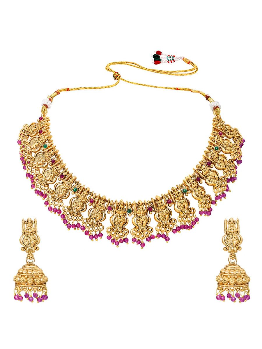 Gold Plated South Indian Temple Necklace Set