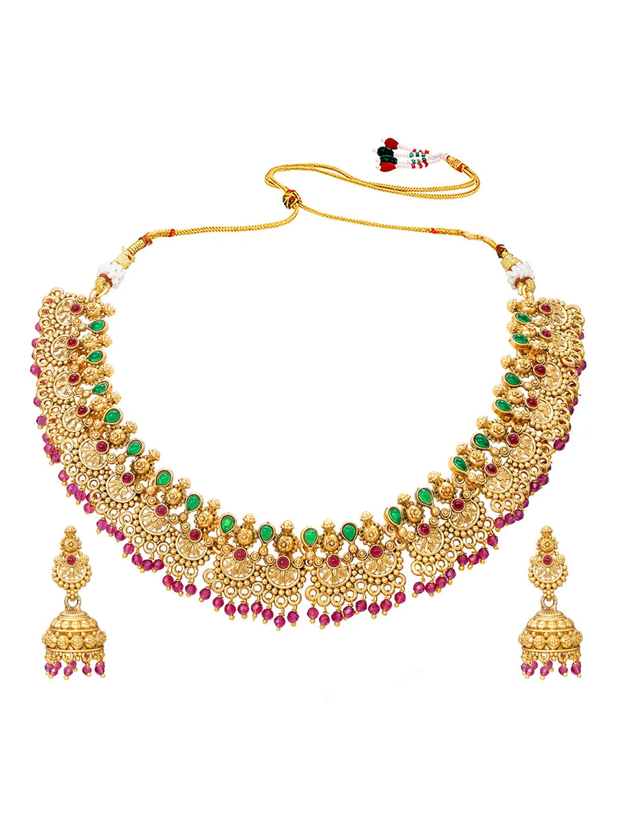 Gold Plated Ethnic Temple Necklace Set