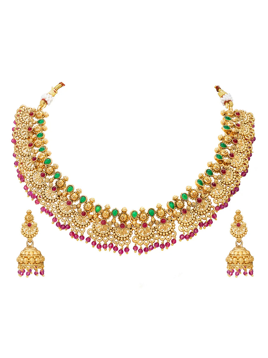 Gold Plated Ethnic Temple Necklace Set