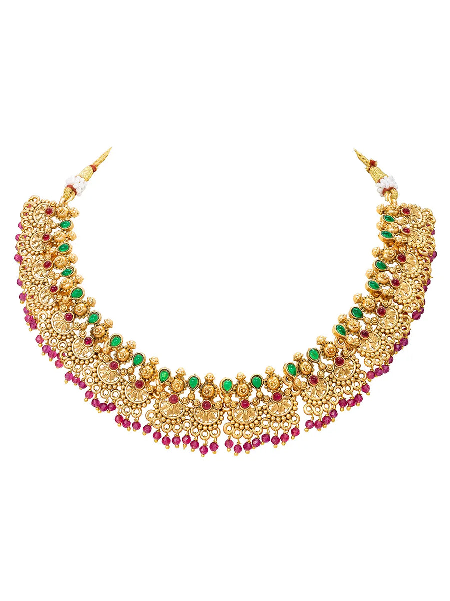 Gold Plated Ethnic Temple Necklace Set