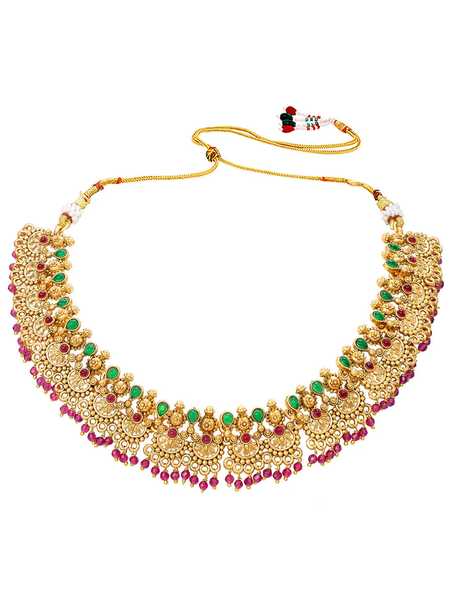 Gold Plated Ethnic Temple Necklace Set