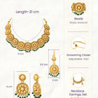 Gold Plated Green Bead Temple Necklace Set