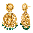 Gold Plated Green Bead Temple Necklace Set