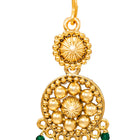 Gold Plated Green Bead Temple Necklace Set