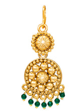 Gold Plated Green Bead Temple Necklace Set