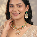 Gold Plated Green Kundan Necklace for Women
