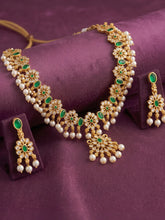 Gold Plated Green Kundan Necklace for Women
