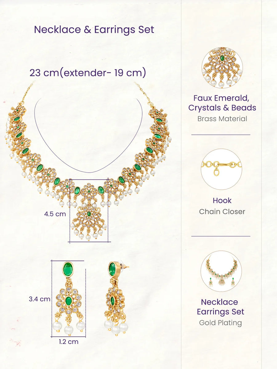 Gold Plated Green Kundan Necklace for Women