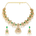 Gold Plated Green Kundan Necklace for Women