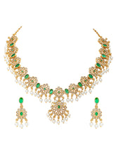 Gold Plated Green Kundan Necklace for Women