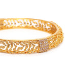 Ethnic Charm Leaf Motif Bangle Set in Gold featuring Crystals bangle set 
