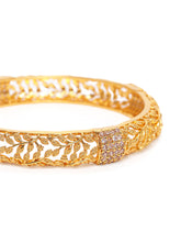 Ethnic Charm Leaf Motif Bangle Set in Gold featuring Crystals bangle set 
