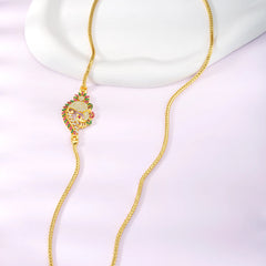 Brilliant CZ Side Pendant Charm - Gold - Rani Pink Green