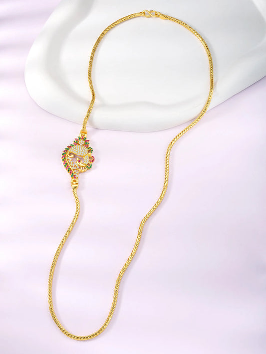 Brilliant CZ Side Pendant Charm - Gold - Rani Pink Green