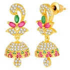 Radiant Glow Blush Elegance Jhumki - Rani Pink Green