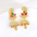 Radiant Glow Blush Elegance Jhumki - Rani Pink Green