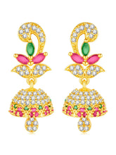 Radiant Glow Blush Elegance Jhumki - Rani Pink Green