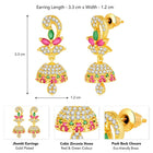 Radiant Glow Blush Elegance Jhumki - Rani Pink Green