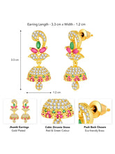 Radiant Glow Blush Elegance Jhumki - Rani Pink Green