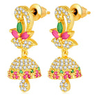 Radiant Glow Blush Elegance Jhumki - Rani Pink Green