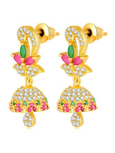 Radiant Glow Blush Elegance Jhumki - Rani Pink Green