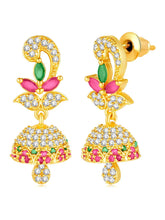 Radiant Glow Blush Elegance Jhumki - Rani Pink Green