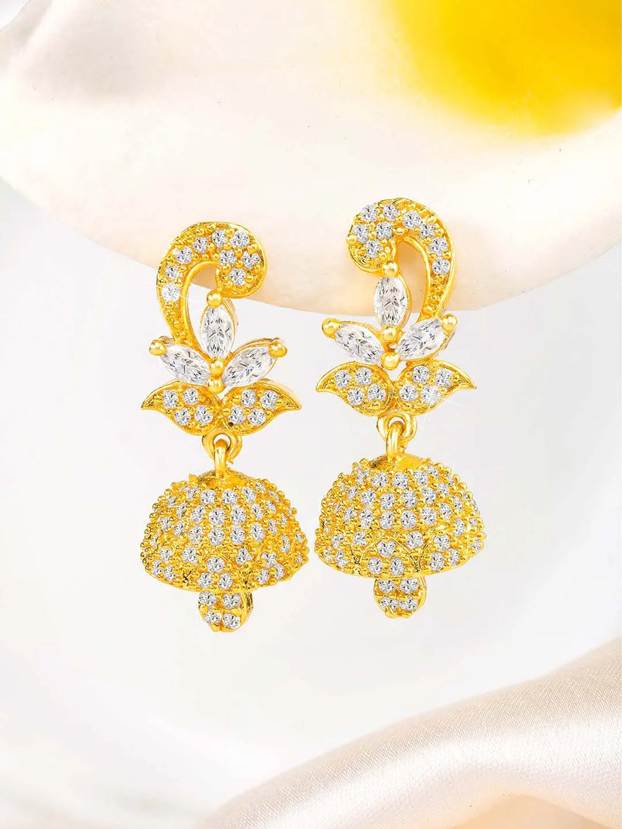 Radiant Glow Blush Elegance Jhumki - White
