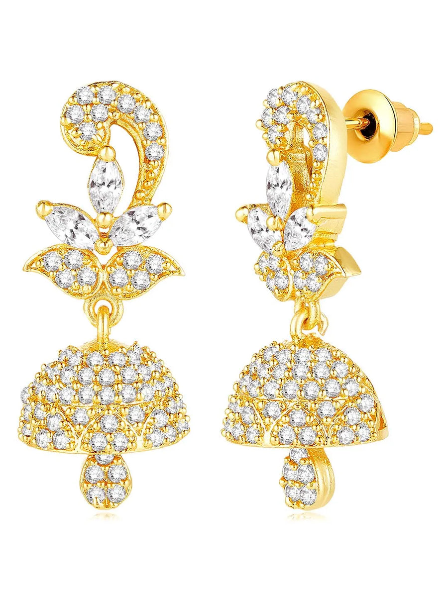 Radiant Glow Blush Elegance Jhumki - White